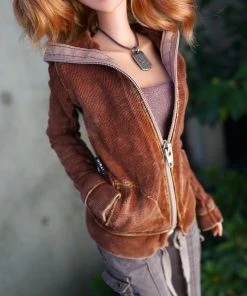 D2 Hooded Zip Cardigan (Rusty Brown)