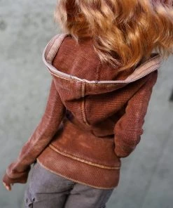 D2 Hooded Zip Cardigan (Rusty Brown)