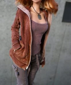 D2 Hooded Zip Cardigan (Rusty Brown)
