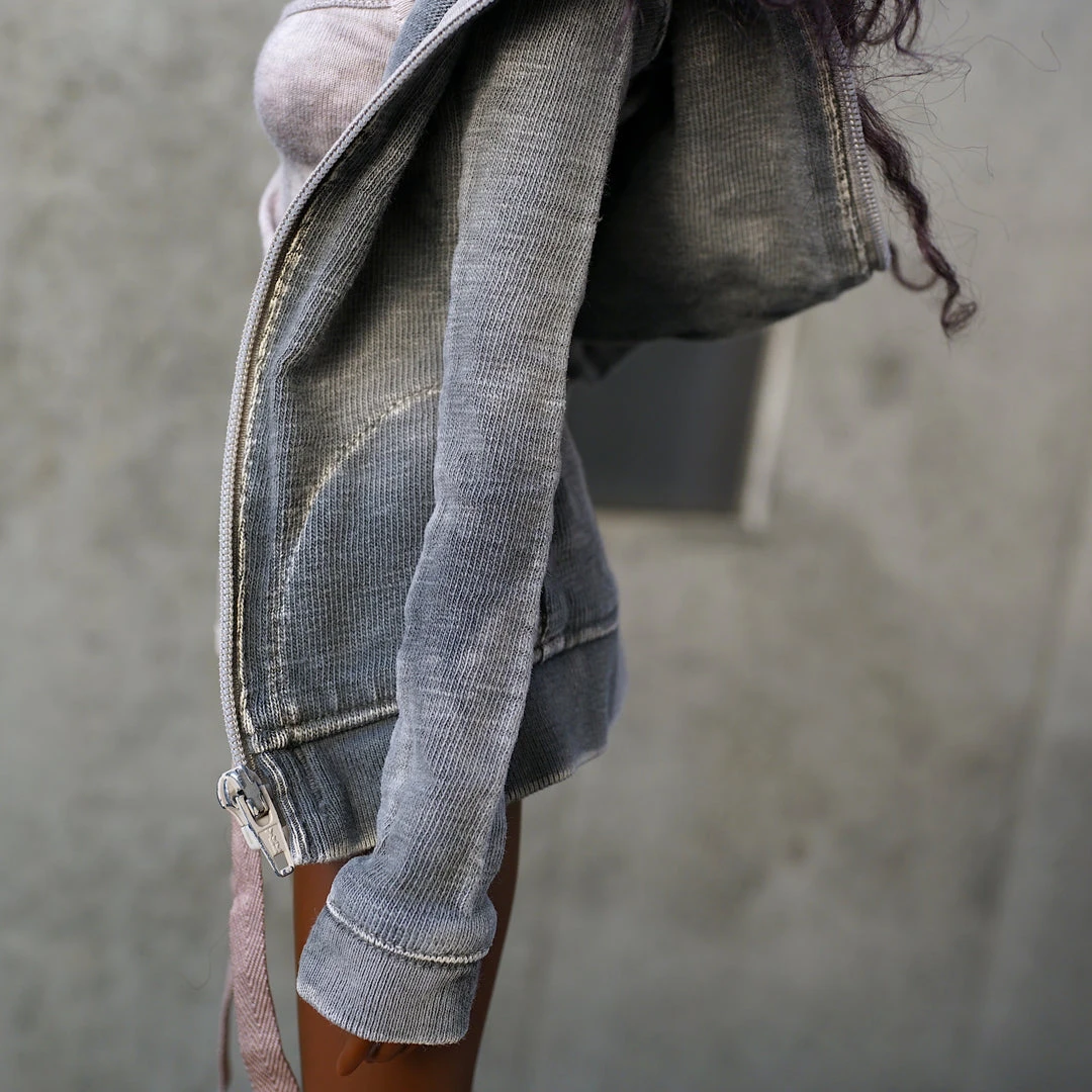 D2 Hooded Zip Cardigan (Ash Gray)