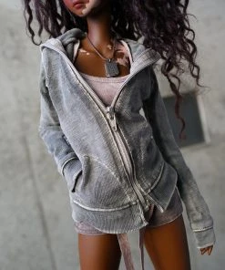 D2 Hooded Zip Cardigan (Ash Gray)